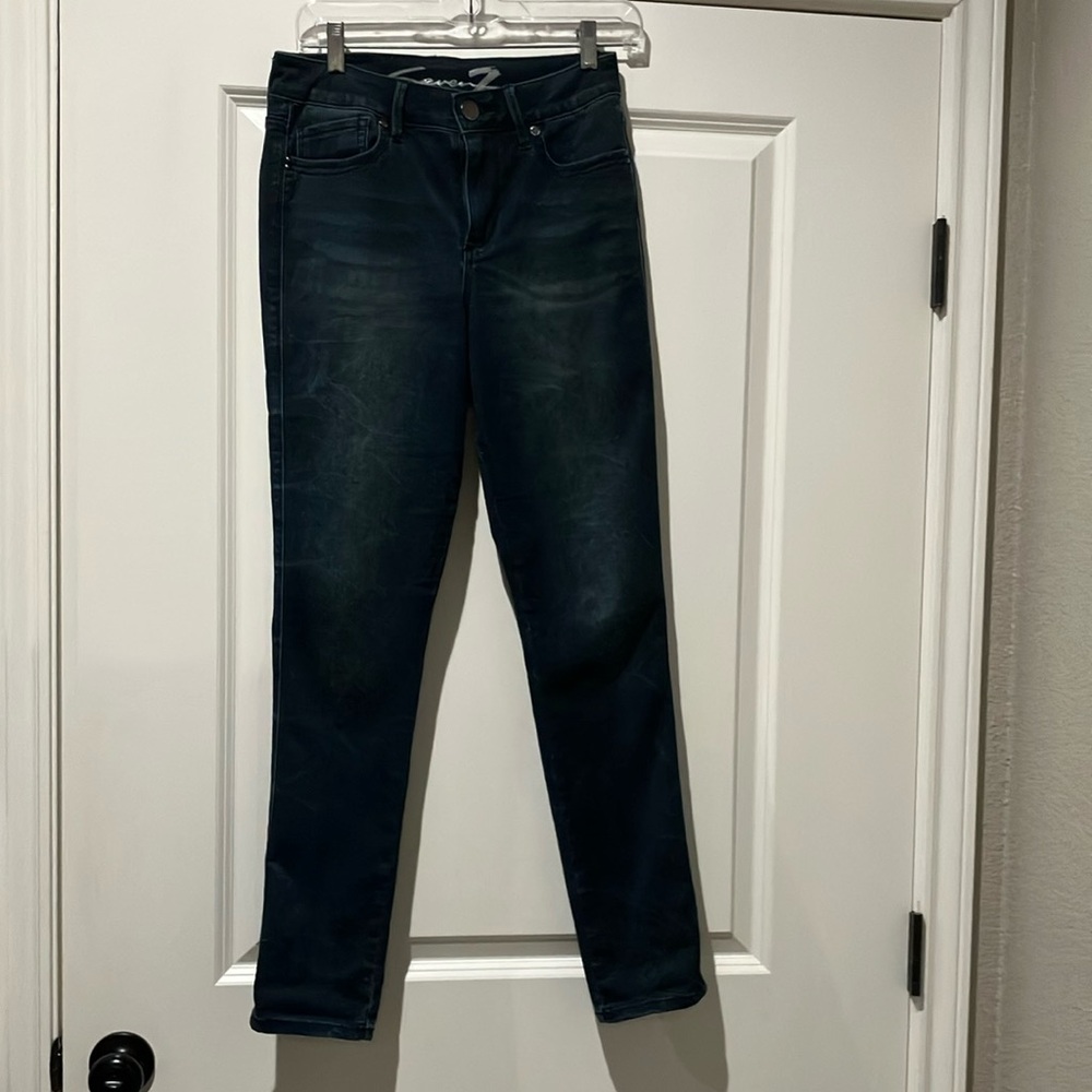 Seven 7 High Rise Skinny Women's Dark Blue Jeans-4-EUC